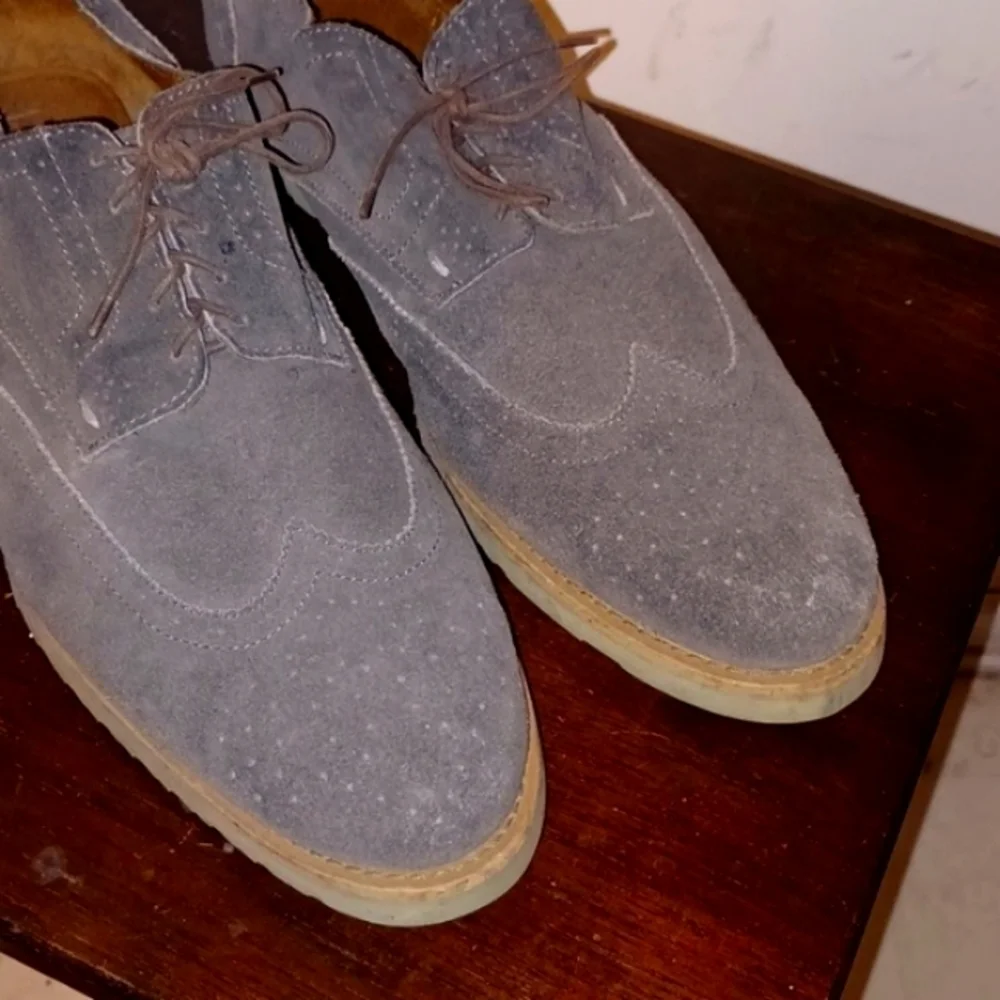 J.D. Fisk Grey Suede Leather Shoes with Green Soles, 12